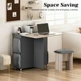 thumbnail image 2 of Lamerge Folding Dining Table Set for 4, Dinner Table with 4 Leather Chairs and Shelves, Space Saving Foldable Dining Table with 6 Wheels, Kitchen Table Set for Small Spaces (Grey), 2 of 8