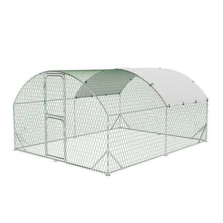 TEQIN Large Chicken Coop Metal Chicken House Walk In Chicken Runs For Yards With Cover Hen House Enclosure With Security Lock Outdoor Duck Rabbit Pens Poultry Cage For Backyard Farm Yard