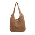thumbnail image 3 of Bolso respirable tejido de la bolsa de asas de la playa para las compras del trabajo al aire libre del regalo de cumpleaños Marrón, 3 of 8