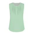 thumbnail image 3 of Womens Blouses and Tops Dressy Women's Summer Loose Vest Sleeveless Round Neck Pleated Casual Solid Color Top, 3 of 4