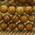 thumbnail image 4 of Natural Matt Woodgrain Stone Gemstone 6mm Round Beads Stretch Bracelet 7" Unisex, 4 of 5