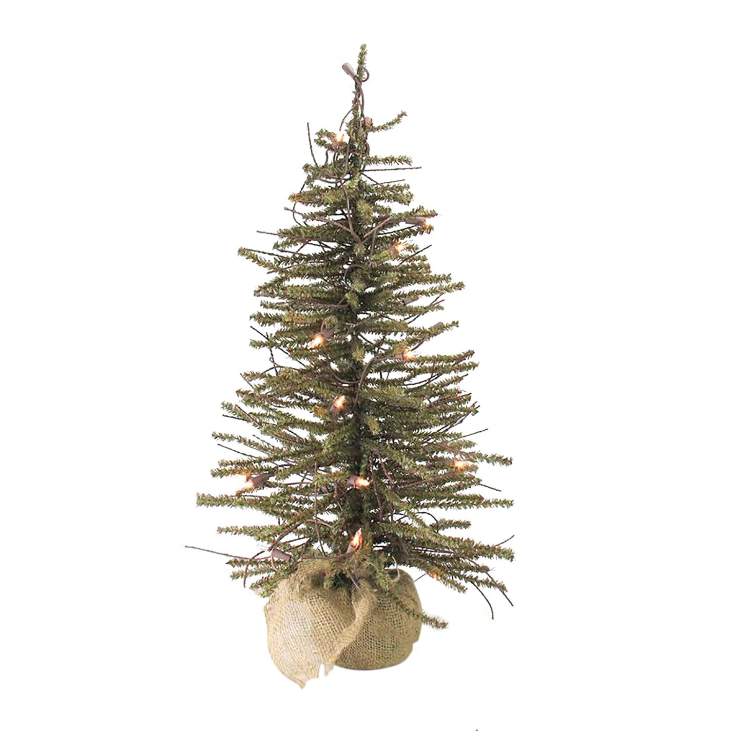 18" PreLit Warsaw Twig Artificial Christmas Tree with Burlap Base