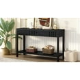 thumbnail image 5 of Harper & Bright Designs Wood Console Table with Stroage , Modern Entryway Table with Striped Design for Living Room and Study , Black, 5 of 11