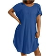 thumbnail image 5 of THDHVS Plus Size Dresses for Curvy Women,Womens Dresses,Summer Women's Casual T Shirt Dress Summer Short Sleeve Plus Size Soft Dresses Blue 2XL, 5 of 7