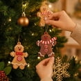 thumbnail image 3 of QISIWOLE Gingerbread Man Ornament Set of 12, Wooden Hanging Christmas Decoration, 3.2 in Wood Ornament Set, for Christmas Tree Wreath and Holiday Party Decor, 3 of 6