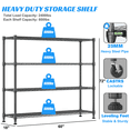 thumbnail image 5 of Legooin 18x60x72 inch Industrial Garage Shelf with Wheels Storage Rack Heavy Duty Metal Shelving Unit for Industrial Residential Use, Black, 5 of 9