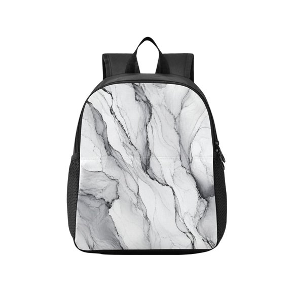 Toddler Backpack Classic White Marble Artistic Pattern Waterproof Lightweight Backpack Casual Mini Daypack for Daycare & Travel