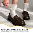 thumbnail image 3 of LDU Women's Slipper Socks with Fuzzy Pom-Pom Ribbed Cuff, Plush Fleece Lined Thermal Winter Socks, 6 Pairs, 3 of 7