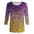 thumbnail image 5 of Ladies Mardi Gras Tops Cute Crew Neck Funny Graphic Pullover Loose 3/4 Sleeve Tee Shirt Party Tunic Blouses Trendy Carnival Outfits 2026, 5 of 7