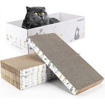 4 Pack Cat Scratch Pad with Box, Cardboard Cat Scratcher for Indoor Cats, Reversible Scratcher with Catnips Box Bed Desigh for Small Medium Cat Kitten, Scratching Board for Cats