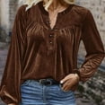 thumbnail image 5 of MORTTIC Women's V-Neck Button-Detail Pullover Top - Long Sleeve Casual Blouse for Office & Everyday Wear Blue，S, 5 of 5