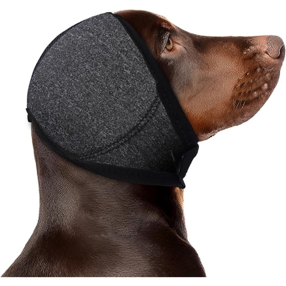 Dog Calming Hoodie - Anxiety Relief Quiet Ears for Dogs, Dog Ear Muffs Cover Noise Protection, No Shake Head Wraps Hematoma for Grooming, Force Drying, Bath, Grey M