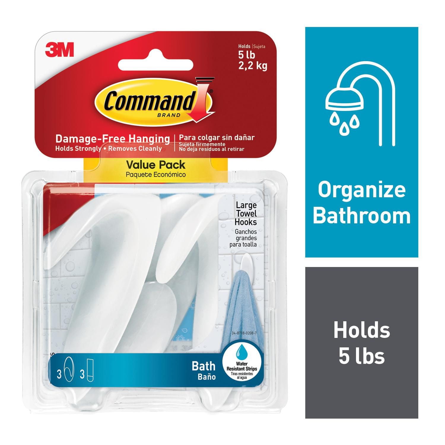 Command™ Bath Towel Hooks Bath17-3ESF