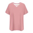 thumbnail image 4 of Annhoo Plus Size Tops for Women V Neck Solid Color Short Sleeve Shirts Summer Trendy Casual Comfy Travel Blouses, 4 of 6