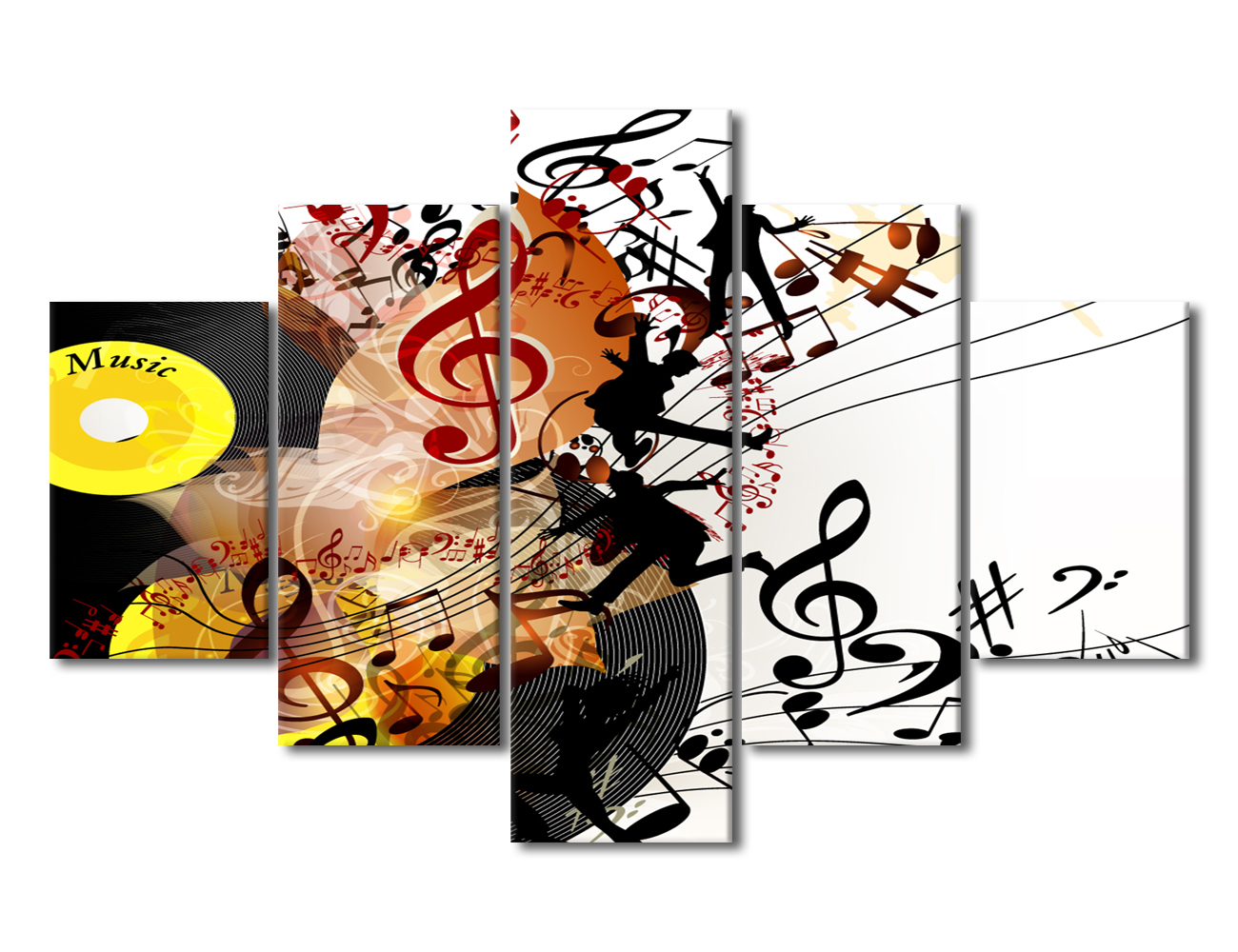 TISHIRON 5PCS Framed Canvas Wall Art Set,60"x40" Music Notes with Vinyl ...