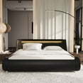 thumbnail image 4 of Sifurni King size Wave-Like Curve Deluxe Upholstered Modern Bed Frame with LED Headboard, Black, 4 of 10
