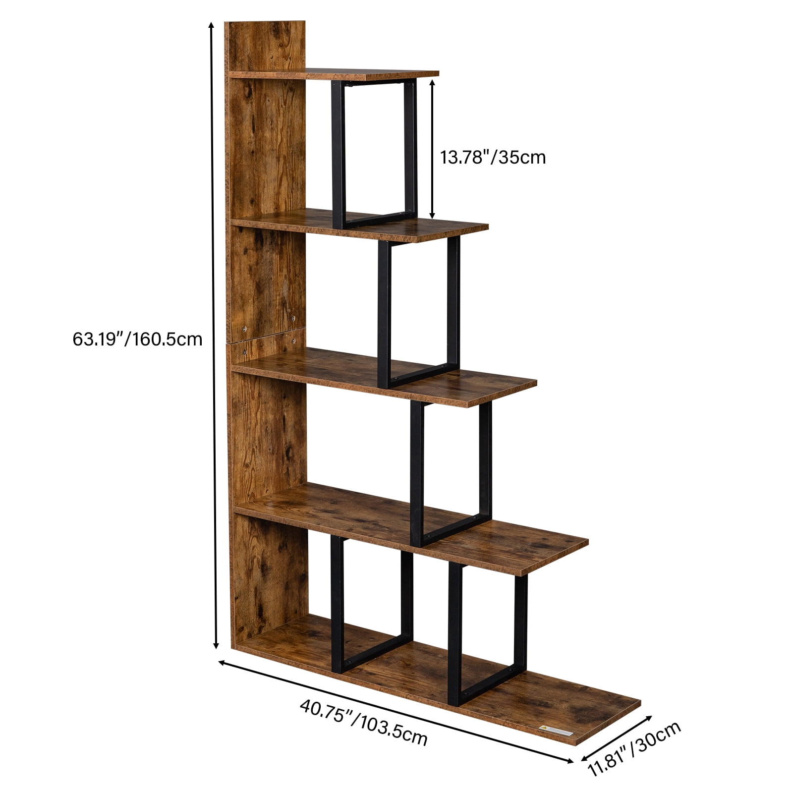 Kepooman 5-Tier Bookshelf, Industrial Vintage Freestanding Bookcase Multipurpose Storage Display Rack, Modern Industrial Metal Bookcase Display Rack and Storage Organizer for Living Room Bedroom Kepooman 5-Tier Bookshelf, Industrial Vintage Freestanding Bookcase Multipurpose Storage Display Rack, Modern Industrial Metal Bookcase Display Rack and Storage Organizer for Living Room Bedroom