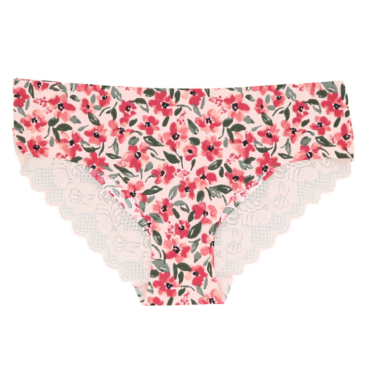 Marilyn Monroe Women's Sexy Lace Hipster Brief Panties 5 Pack - Vintage  Pink Coral Floral - Medium 