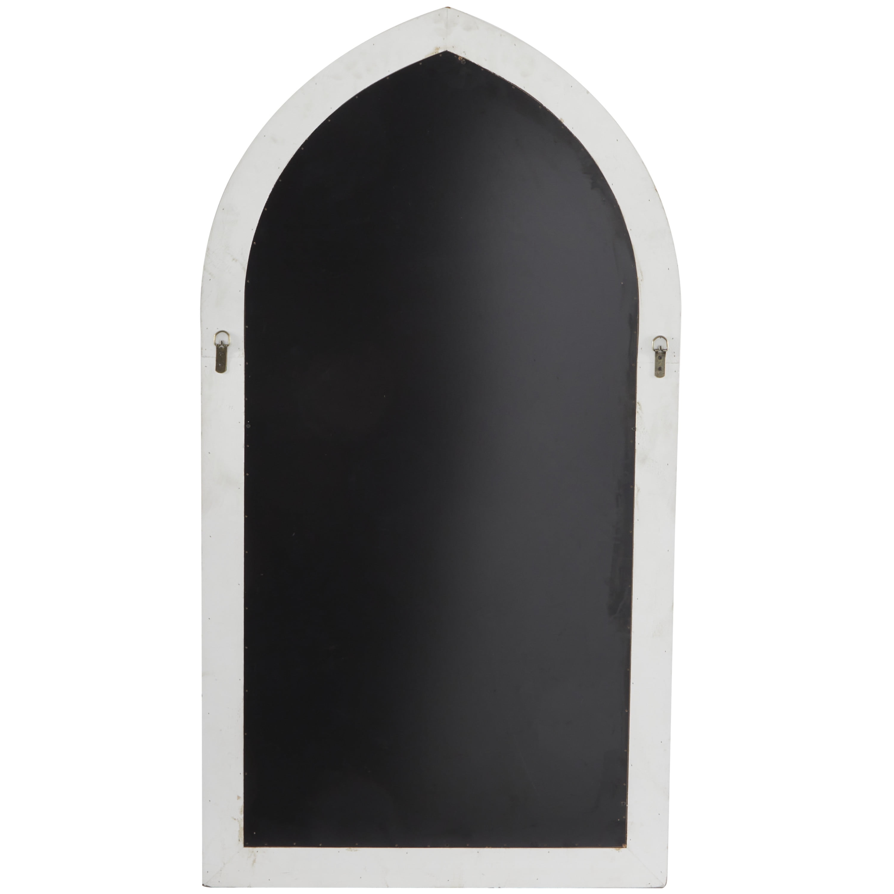 DecMode 28" x 52" White Carved Wall Mirror with Arched Window Panes