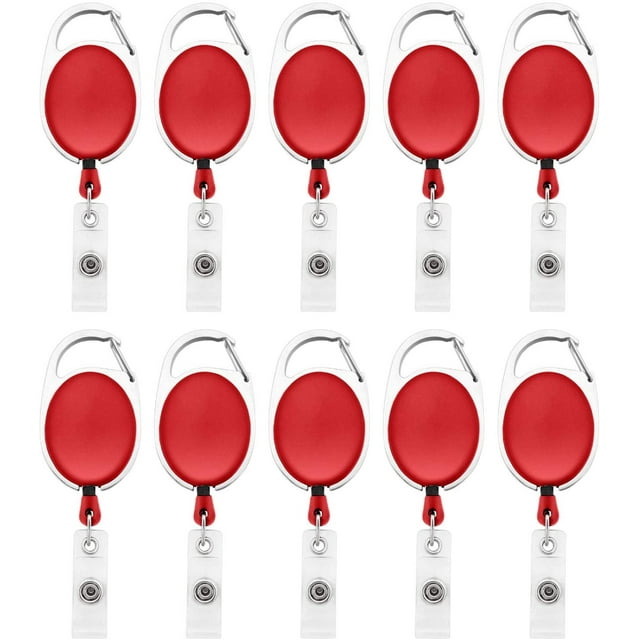 20 Pcs Supports de Badge d'Identité Rétractables Enrouleurs de Badge d'Identité avec Clip Supports de Badge Rétractables pour Travailleur de Bureau Médecin Infirmière-Rouge