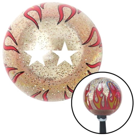 American Shifter White Major General Clear Flame Metal Flake Shift Knob with M16 x 1.5 Insert Auto Brody