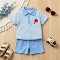 thumbnail image 2 of JUjie Back to School Toddler Boy 2 Pack Outfit Embroidery T Shirt and Shorts Set First Day of Preschool Kindergarten Clothes Z02 Blue 2-3Y, 2 of 5