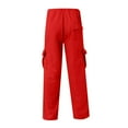 thumbnail image 4 of Men's Casual Cargo Sweatpants - Fleece Loose Fit Open Bottom with Pockets Drawstring Waist Athletic Pants for Men's Daily Wear​ Red 5XL, 4 of 5