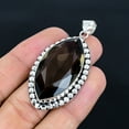 thumbnail image 3 of Smoky Quartz Gemstone 925 Sterling Silver Statement Jewelry Pendant 2.5" VJ 1328, 3 of 4