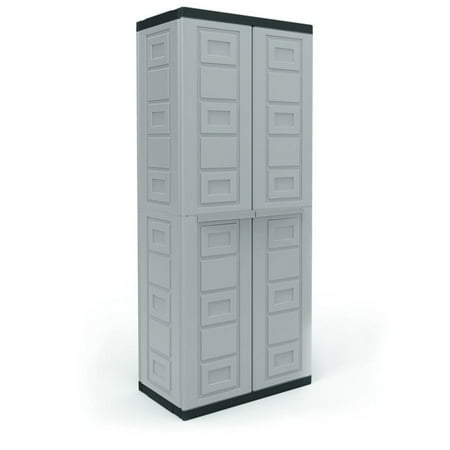 Cabinet Garage Organizer - Contico 4 Shelf Plastic Garage Storage Organizer Base Utility Cabinet, Gray 35.3 x 18.2 x 15.6 in