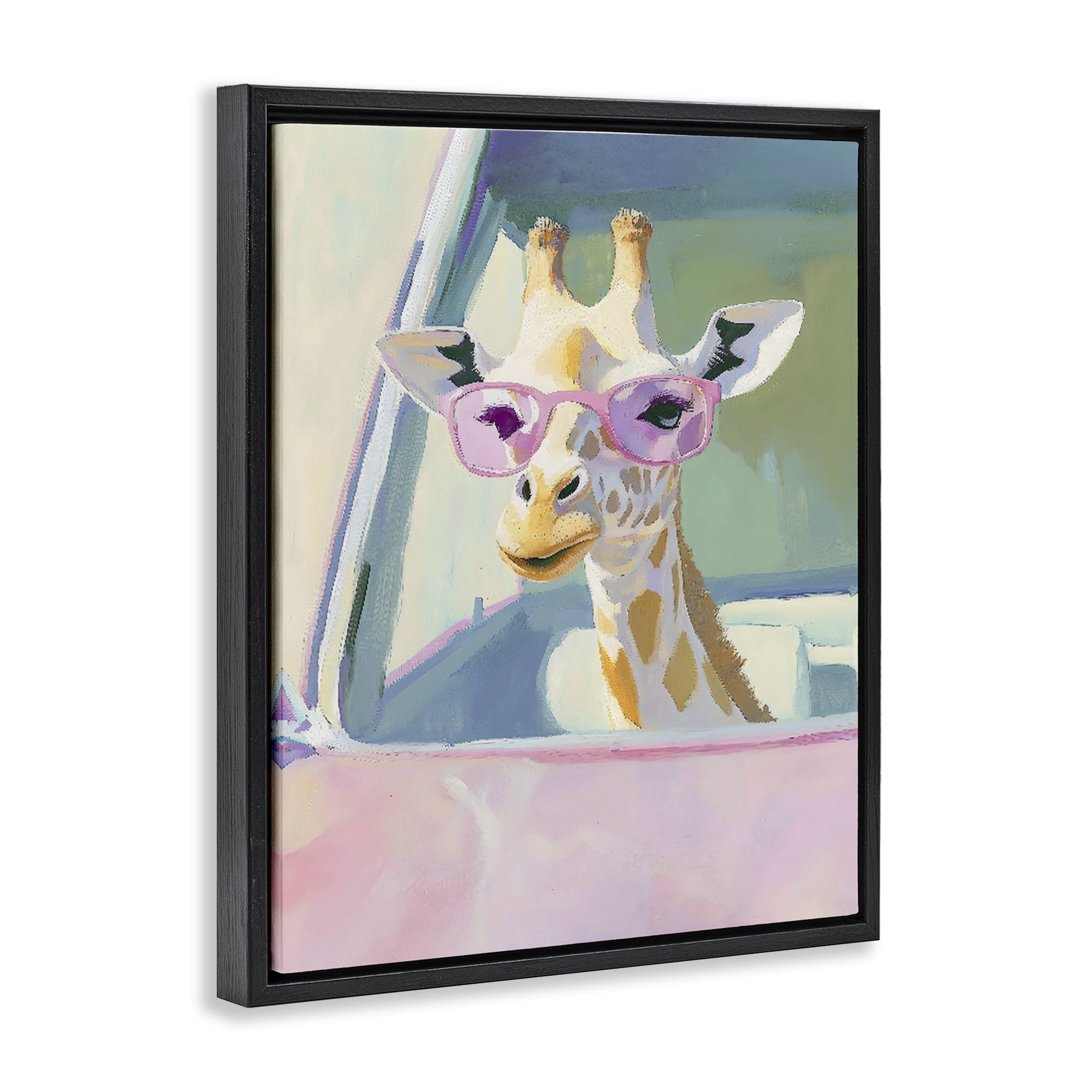 Stupell Industries Giraffe Car Ride Black Framed Floater Canvas Wall Art, design by The Prints Vibe