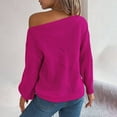 thumbnail image 5 of Bibifish Womens Sweaters Trendy Openwork Off The Shoulder Sweaters Batwing Long Sleeve Going Out Autumn Spring Pullover Knit Tops, 5 of 7