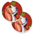 thumbnail image 1 of Carolines Treasures LH9332CARC Basset Hound Flocons de Neige Rouges et Verts Ensemble de Noël de 2 Porte-Gobelets sous-Verre de Voiture, 1 of 1