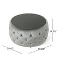 thumbnail image 5 of Benjara Pirana Ottoman Coffee Table- Gray Tuft Velvet- 30" Tempered Glass, 5 of 5
