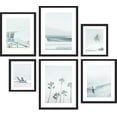 thumbnail image 5 of PixonSign Framed Canvas Print Wall Art Set - Ocean Beach & Tropical Tree Landscapes Poster Modern Art - Gallery Set of 9 Nature Wilderness Photography Art Wall Décor for Home Decor - Black, 5 of 5