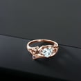thumbnail image 4 of Gem Stone King 0.74 Ct Sky Blue Aquamarine Blue Created Sapphire 18K Rose Gold Plated Silver Ring, 4 of 4
