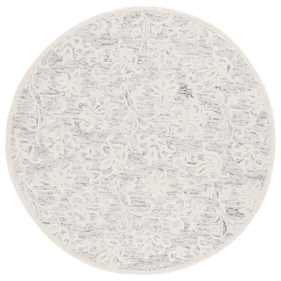 SAFAVIEH Metro Elvina Floral Area Rug, Grey/Ivory, 6' x 6' Round