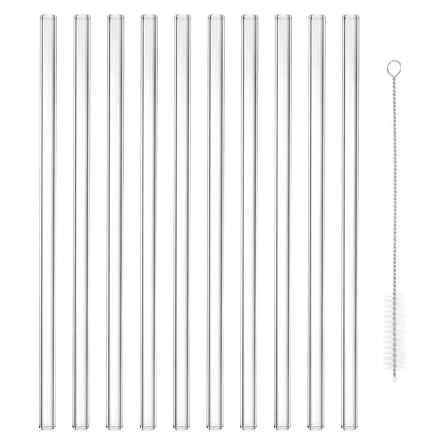Tubos de vidrio borosilicato Uxcell de 12 pulgadas, 10 piezas de 12mm OD y 2mm de grosor, tubos rectos con cepillo de limpieza