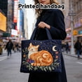 thumbnail image 4 of Vintage Embroidered Cat Canvas Shoulder Bag Large Capacity Quilted Handbags for Women Daily Shopping Travel Tote, 4 of 5