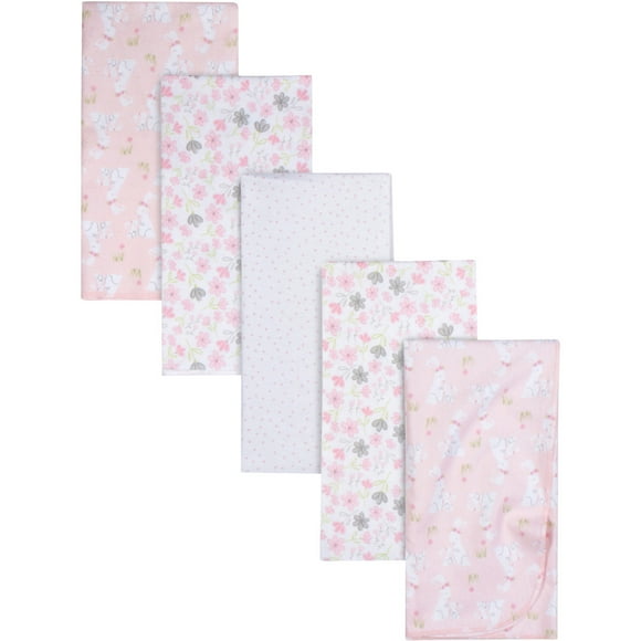Gerber Set 5 mantas algodón blanco rosa suaves bebé recién nacido OEKO-TEX