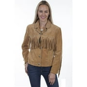 Scully Womens Old Rust Suede Snap Fringe Jacket L