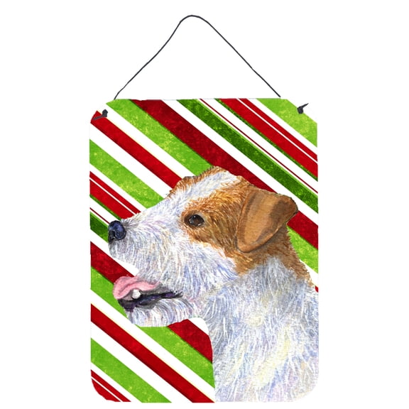 Jack Russell Terrier Candy Cane Holiday Christmas Wall or Door Hanging Prints