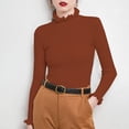thumbnail image 2 of TRUBKH Women's Sweaters Scallop Neck Sweater Long Sleeve Going Out Tops Drop Shoulder Sweaters Business Casual Outfits for Women Fall Sweaters Fall Tops for Women Brown L, 2 of 8