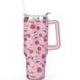 thumbnail image 2 of 40oz Cute Red Strawberry Stainless Steel Flip Straw Tumbler Spill Proof Travel Cup Double Wall Vacuum Insulated Coffee Mug with Top Handle, 2 of 6