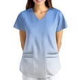 thumbnail image 2 of Hearthz S-5XL Tie-Dye Gradient Scrub Tops Women Stretchy Plus Size Scrubs Shirts for Women V Neck Short Sleeve Nurse Uniforms with Pocket, 2 of 5