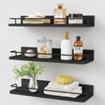 thumbnail image 1 of Estantes flotantes Forbena, color negro, para baño, 43 cm, con barra lateral, 3 unidades, 1 of 7