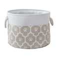thumbnail image 1 of Beige Foldable Storage Basket Fabric Cloth Storage Organizer For Home Clothing Toys 13.78 X 9.84 Inches Beige Handle Design Easy Carry Multi Functional, 1 of 7