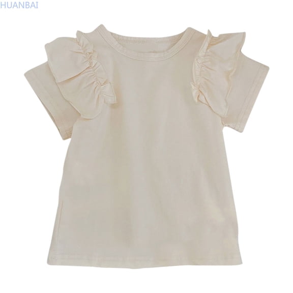 HUANBAI Children's Summer T Shirt Short Sleeve Round Neck Solid Color Top Casual Going Out For 1 To 7 Years Girls Summer Tops 18-24 Months