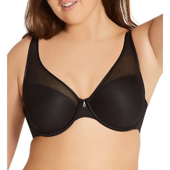 CURVY COUTURE Black Sheer Mesh Push Up Underwire Bra, US 46H, UK 46FF, NWOT