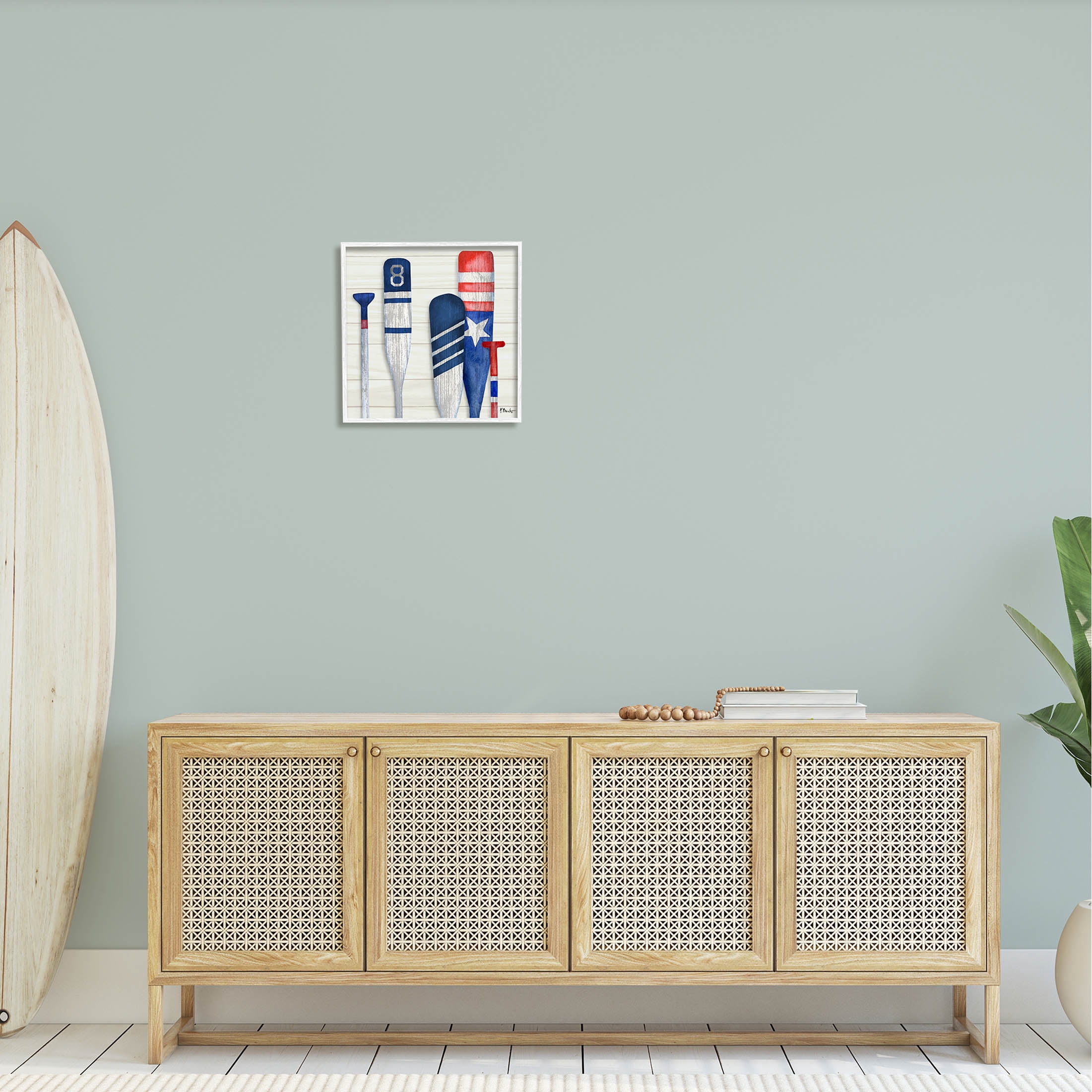 Stupell Industries Port Oars Rustic Americana Patterns Graphic Art White Framed Art Print Wall Art, Design by Paul Brent