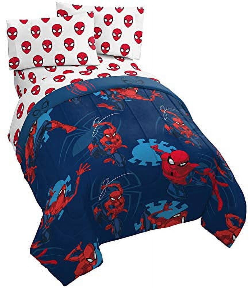 Spider man シーツ Marvel Spiderman Blue 7 Piece Full Bed Set w/ Sham, 100